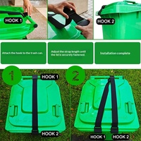 Sangle élastique réglable en nylon antidérapante à double griffe pour couvercle de poubelle, anti-animaux et anti-vent