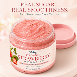 Gommage corporel au beurre de karité et à la fraise biologique, exfoliant naturel au sucre, blanchissant et hydratant, marque privée, OEM, approvisionnement en gros - Product Image 2