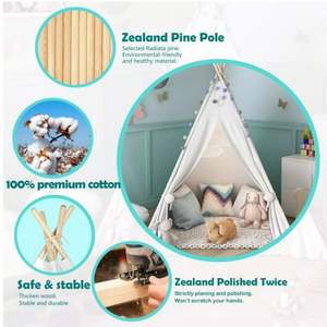 Tente tipi pour enfants, jouet sportif, en tissu, durable, pliable, pour unisexe, intérieur/extérieur - Product Image 2