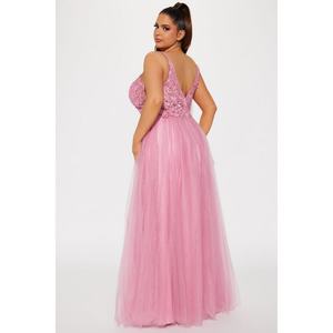 Robe longue de soirée élégante et sexy pour femme, style personnalisé d'usine OEM, avec bonnets de soutien-gorge ornés et fines bretelles à fente haute - Product Image 6
