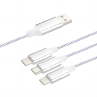 Vente en gros 2.1a 3-en-1 LED incandescente câble de charge cordon multi-USB pour cadeau de Noël pour ordinateur et imprimante