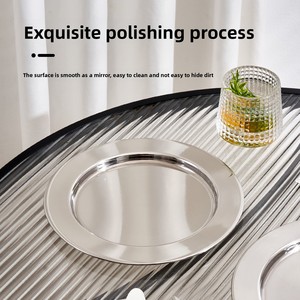 Piatto Piano di Lusso in Acciaio Inossidabile 304, Piatto Rotondo in Metallo Oro e Argento per Servire Bistecche e Dolci in Stile Occidentale - Product Image 3