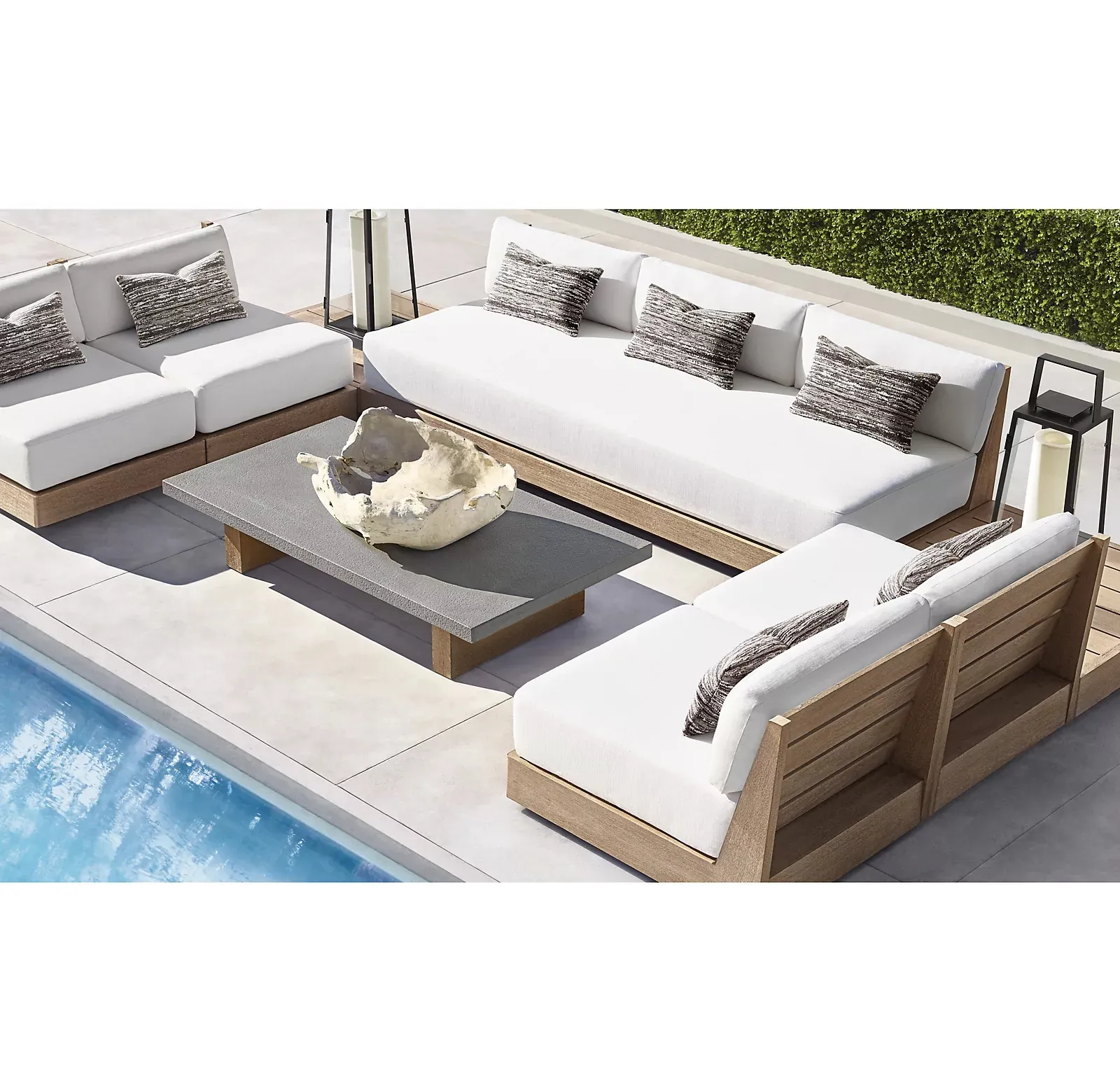 The Latest Outdoor Villa Hotel Teak Long Sofa Outdoor Garden Furniture Sofa Set