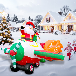 Père Noël pilotant un <span class=keywords><strong>avion</strong></span> avec des pingouins, lumière LED, best-seller transfrontalier, décorations gonflables imperméables pour l'extérieur - Product Image 5
