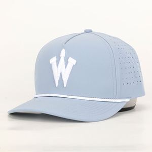 Gorra de béisbol de Golf de 5 paneles de alta calidad, venta al por mayor, gorra de poliéster impermeable con agujero cortado con láser y logotipo de Parche de goma OEM personalizada - Product Image 2