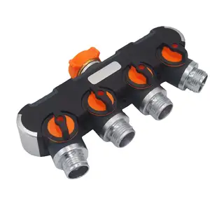 Conector de mangueira de água resistente de 4 vias, adaptador de torneira para jardim, adaptador de torneira para irrigação por gotejamento e aderência em borracha