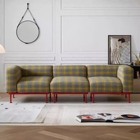 Französisches Vintage Polstersofa, Wabi-Sabi-Stil Lineares Modulares Sofa, Wohnzimmermöbel für Ferienwohnungen und Häuser