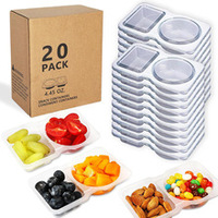 Contenants à collation réutilisables en PP à 2 compartiments avec couvercle, boîtes à condiments jetables pour restaurant, coupelles à sauce pour emporter