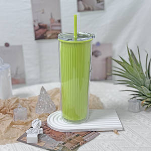 卸売夏新しいインターネット有名人ストレート大容量カップ垂直ストライププラスチックストロードリンクウェア外国貿易 - Product Image 5