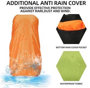 Muestra Gratuita de Mochila Impermeable Ligera para Senderismo y Camping con Cubierta para Lluvia, para Viajes al Aire Libre y Montañismo - Product Image 3