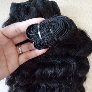 ผมต่อแท้ 100% จากกัมพูชา แบบซุปเปอร์ดับเบิ้ลดรอน ลอนธรรมชาติ เงางามตรงสลวย สีดำ ผมแท้แบบเรมี่ - Product Image 1