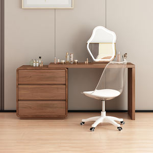 Table de maquillage <span class=keywords><strong>vintage</strong></span> classique en bois pour femmes et filles avec triple miroir et <span class=keywords><strong>3</strong></span> tiroirs - Product Image 1