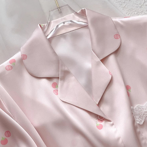 Haute qualité femmes pyjamas pantalons <span class=keywords><strong>jolie</strong></span> femme chemise de nuit vêtements de nuit vêtements de nuit rose filles col en v dames manches chemises de nuit - Product Image 3