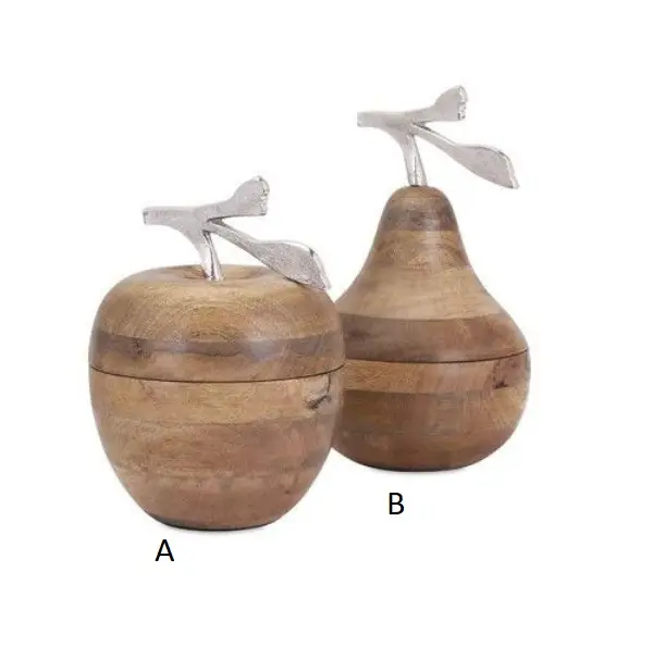 木製のリンゴと洋ナシの形の食品火葬壷装飾デザイナーマンゴーウッドアップル & ピア大人の火葬壷