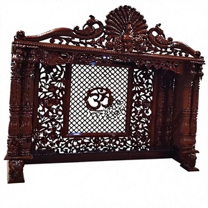 Templo/Mandir Moderno de Madera de Teca Tallada con Base Abierta, Unidad de Pooja Hindú de Madera de Teca al por Mayor, Templo de Madera Sagwan de Gran Tamaño para el Hogar - Product Image 3