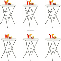 Table pliante légère de 32 pouces, style queue de coq, portable, en plastique, hauteur bar, plateau épaissi, cadre métallique, pieds verrouillables, pour salle à manger