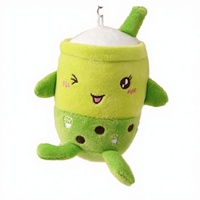 Porte-clés en peluche amusant en forme de tasse de thé au lait à bulles (Boba), en coton PP, brodé, anti-stress, cadeau pour enfants