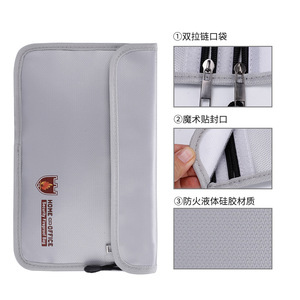 Sac à documents ignifuge à double fermeture éclair 27x17,5 cm, étui de rangement de sécurité en silicone liquide pour bureau et maison - Product Image 1