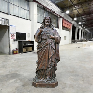 Cœur Sacré de Jésus en Cuivre Patiné et Bronze, Style Classique Traditionnel Européen, pour Art Sacré d'Église et de Sanctuaire - Product Image 4