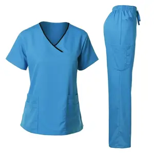 Set di uniformi da infermiere alla moda In Stock Spandex elasticizzato Set da donna uniformi per Scrub dentale medico