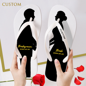 Chanclas de Playa Blancas Personalizadas para Novia, Chanclas con Sublimación Personalizada, Chanclas de <span class=keywords><strong>Boda</strong></span> con Logotipo Personalizado para Invitados, Hombres y Mujeres - Product Image 1
