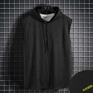 Chaleco Deportivo Casual para <span class=keywords><strong>Hombre</strong></span>, Estilo Hip Hop, con Capucha y Cuello Mandarín, <span class=keywords><strong>Sin</strong></span> Mangas, Tejido de Poliéster, Color Sólido - Product Image 4