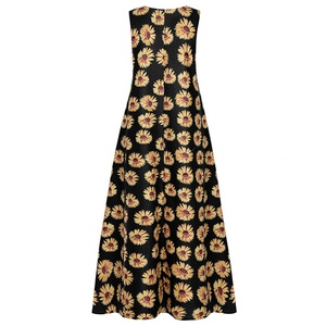 Vestidos Largos sin Mangas con Estampado Floral de Crisantemo Grande, Ropa de Mujer de Alta Calidad Personalizada al por Mayor, Moda Nueva - Product Image 2