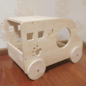 Cuccia per Gatti a Forma di <span class=keywords><strong>Auto</strong></span> in Legno Massello con Tiragraffi in Sisal, Arredamento Moderno per Animali Domestici, Nido di Lusso, Pannello da 15mm, Durevole, Stabile, Vendita all'Ingrosso - Product Image 4