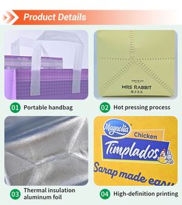 Laminated Non Woven Ice Cream Takeout Bags Vibrant <b>Macaron</b> Colors Reinforced Handle Custom Eco Friendly Thermal Insulated Bag - Product Image 5