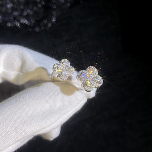 Bague de fiançailles WEIZI 1,08 CT en moissanite, motif trèfle, plaqué argent, pour femme, luxe, sertissage pavé, certifiée GRA, classique, 99 % pure - Product Image 4