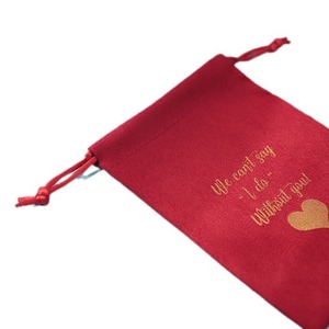 Red <b>Drawstring</b> Bags 8x10cm Printed Jewelry Packaging Storage Gift <b>Pouches</b> Rectangle Fabric Customizable Logo - Product Image 5