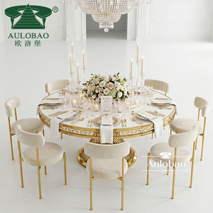 Muebles para Banquetes, Mesa Redonda de Boda con Base de Acero Inoxidable Dorado, de Lujo - Product Image 4