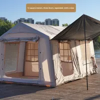 Gonflable Quatre Saisons Double Couche Camping Tente Étanche À La Pluie Épaissie Protection Solaire Moustique Prévention Deux Chambres Salon