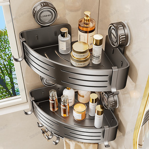 Lteng Triangular Shelf 3 Tier Suction Mounted Corner Bathroom Storage Rack - Product Image 3