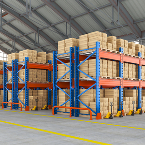 Estantería Industrial Multinivel para Palets, Resistente, Selectiva, de Acero, para Almacén, con Barra de Soporte para Palets, Recubrimiento en Polvo Azul, Plegable - Product Image 2