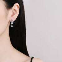Boucles d'oreilles pendantes tendance en argent sterling 925 fin, avec moissanite colorée VVS GRA de 1 carat taille ronde, motif fleur d'iris pour femme