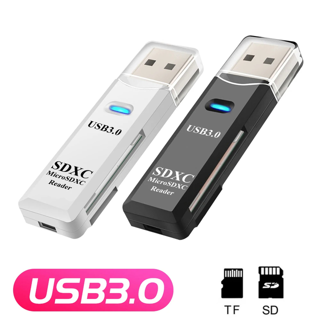 2 in 1 Card Reader USB 3.0 Micro TF Card Memory Reader High Speed Multi-card Writer Adapter Flash Drive Laptop Accessories