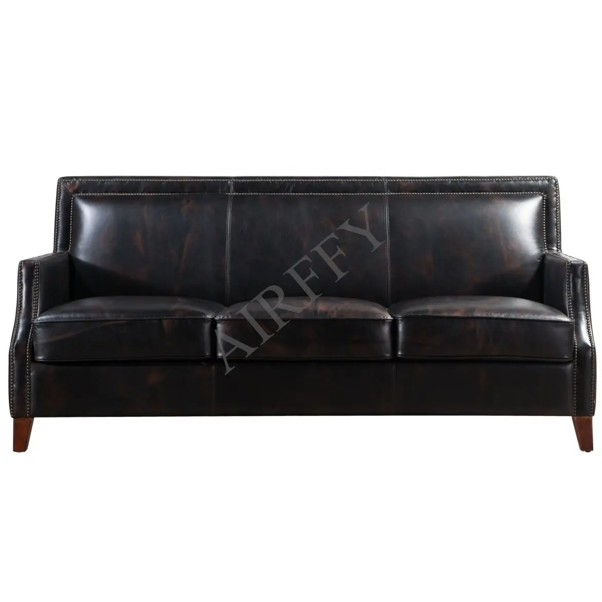 AIRFFY OEM/ODM заводской классический винтажный черный кожаный диван для виллы, гостиной, Клубная мебель для отеля