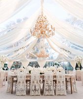En gros blanc en mousseline de soie événement drapage tissu toile de fond plafond rideaux de mariage