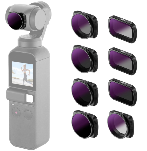 Magnetic Camera Filter Kit 8 in 1 ND4 ND8 ND16 CPL ND PL Filters for DJI Osmo Pocket Aviation Aluminum Frame