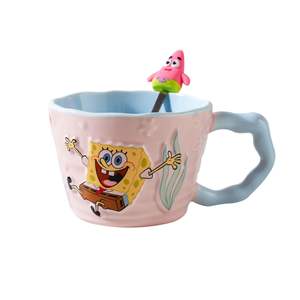 Tasse à eau en éponge véritable gaufrée, motif dessin animé mignon, de grande valeur, pour le travail, le bureau et la maison - Product Image 1