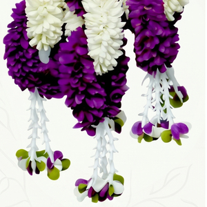 Artificial Flower Garland Purple <b>White</b> Floral <b>Hanging</b> Decoration for Wedding Mandap Temple Pooja Festival Home Entrance Decor - Product Image 3