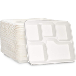 <span class=keywords><strong>Plateau</strong></span> de <span class=keywords><strong>repas</strong></span> réutilisable à <span class=keywords><strong>4</strong></span> <span class=keywords><strong>compartiments</strong></span> biodégradable et durable pour cafétéria scolaire - Product Image 6