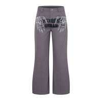 Jean en coton 100% pour homme, taille mi-haute, imprimé motif main et lettres, délavage foncé, style urbain hip-hop, micro-évasé, collection printemps