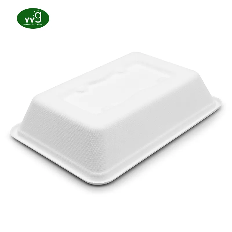 Vg מזון מהיר vg תיבת taeway מזון מתכלה bagasse חד פעמי takeout מיכל מזון מהיר עם מכסה