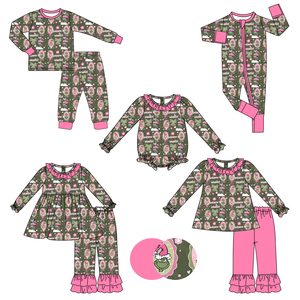 Custom New Trendy Prints Christmas <strong>Grinch</strong> Adorable Onesie Child Garment Wholesale Bulk Orders OEM Kid <strong>Clothes</strong> - Product Image 1