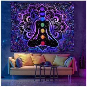Décor de fête psychédélique personnalisé, fond imprimé réactif aux UV fluorescents, tapisserie murale rétroéclairée pour l'art néon - Product Image 1