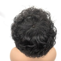 Perruques sans colle en cheveux humains brésiliens Remy 100% avec base en soie et dentelle transparente, avec frange, longueur courte pour femmes