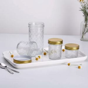 Bocaux Mason modernes à large ouverture 16 oz 32 oz, bouteilles en verre pour <span class=keywords><strong>caviar</strong></span>, confiture, miel, cadeaux de mariage, bocaux de conserve et de préparation de gelées avec couvercles - Product Image 5