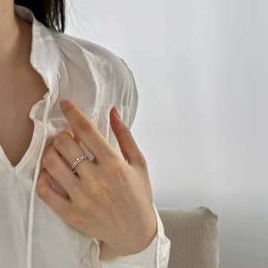 خواتم وعد مفتوحة على شكل تاج ديلام قابلة للتعديل لحفلات الزفاف خاتم فضة إسترليني للنساء - Product Image 5